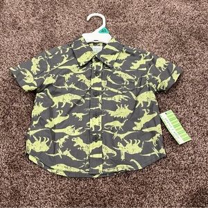 NWT Gray and Green Peanut & Ollie Dinosaur Button Up Shirt